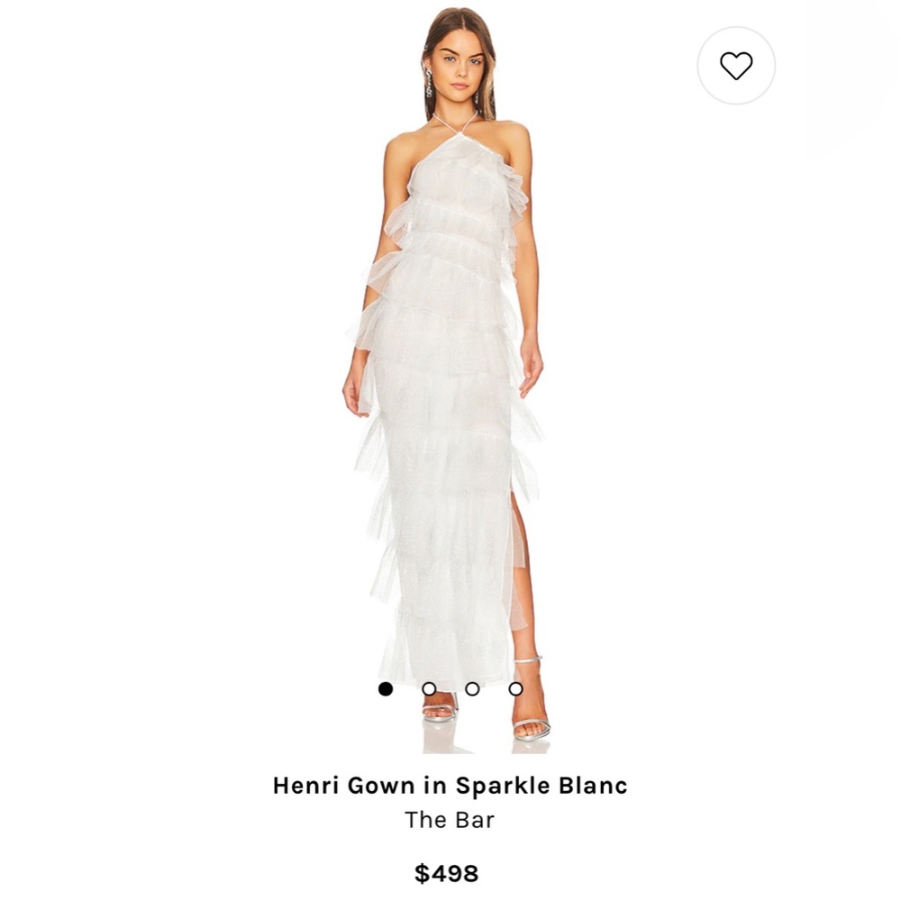 New Revolve White Halter Sparkle Gown Size 6